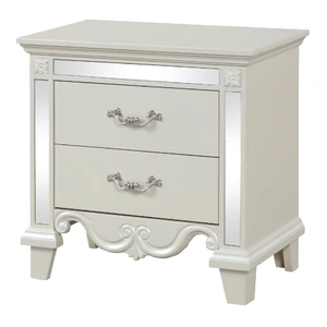 Galaxy Home Furnishings Milan 2-Drawer Wood Veneer Nightstand, Milky White
