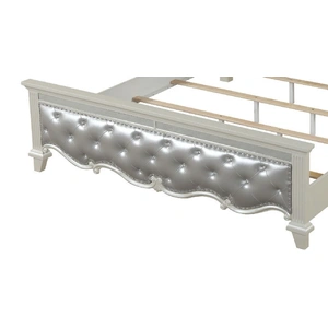 Galaxy Home Furnishings Milan Bed with Leatherette Upholstered Footboard & Headboard, Milky White
