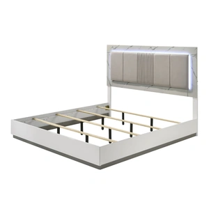 Galaxy Home Furnishings Mist Wood Platform Bed w/LED Light, White