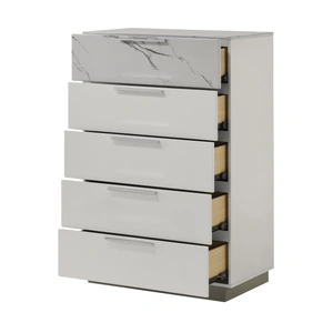 Galaxy Home Furnishings Mist Wood Chest w/5 Drawers, White