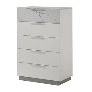 Galaxy Home Furnishings Mist Wood Chest w/5 Drawers, White