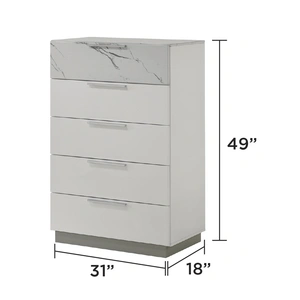 Galaxy Home Furnishings Mist Wood Chest w/5 Drawers, White