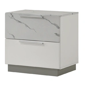 Galaxy Home Furnishings Mist Wood Nightstand w/2 Drawers, White