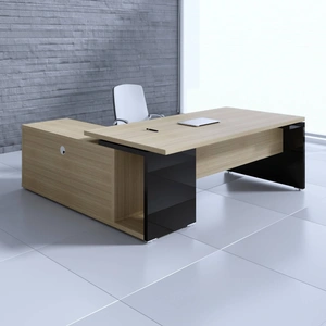MDD Office Furniture Mito Executive Desk w/Managerial Side Storage & Gloss Side Panel
