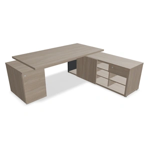 MDD Office Furniture Mito Executive Melamine Desk Straight w/Leg in Matt Finish & Storage