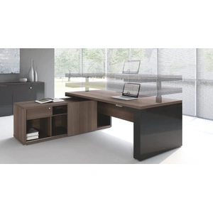 MDD Office Furniture Mito Adjustable Executive Desk w/Side Storage & Gloss Leg