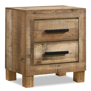 Lifestyle Furniture SM 8311 Wood Panel Bedroom Set w/Bookcase Headboard, Antique Natural Finish