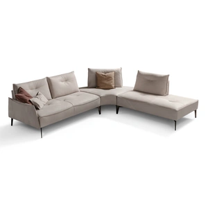 Diven Living Momento Modular Leather L-Shape Sectional Sofa, Spessorato Natural Grey