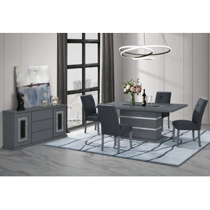 Global Furniture USA Monaco Fabric/Wood Dining Chair, Dark Grey (Set of 2)