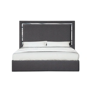 J&M Furniture Monet Fabric Platform Bed w/Mirrored Trim