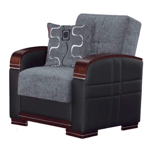 Empire Furniture, USA Montana Fabric/Leatherette Armchair in Gray/Black