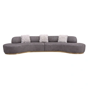 J&M Furniture Moon Fabric Sectional Sofa, Dark Grey