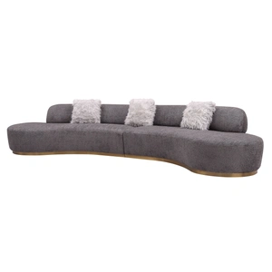 J&M Furniture Moon Fabric Sectional Sofa, Dark Grey