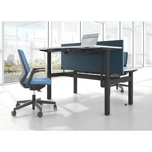 NARBUTAS Motion 62.9-inch Electric Adjustable Office 2-Desk Bench w/2 Level Columns & Metal Legs
