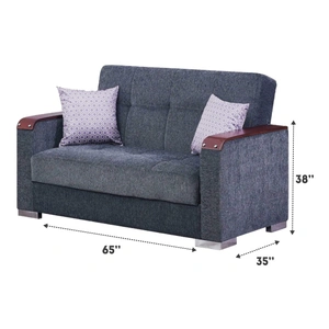 Empire Furniture, USA Munich Fabric Storage Sleeper Loveseat, Grey