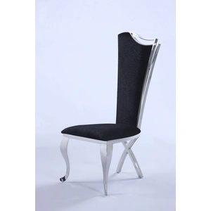 Chintaly Imports Nadia Contemporary Design Tall Back Farbic Side Chair, Black (Set of 2)