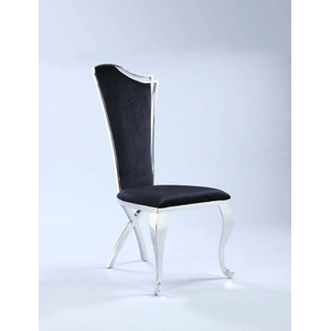 Chintaly Imports Nadia Contemporary Design Tall Back Farbic Side Chair, Black (Set of 2)