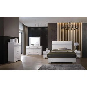 ACME Naima II Wood/Wood Veneer Panel Bedroom Set, White
