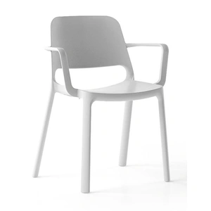 NARBUTAS Polytone O Set of 4 Legs Plastic Chairs w/Armrests & Transparent Soft Plastic Glides