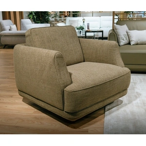 Natuzzi Editions Carter Fabric/Leather Swivel Armchair