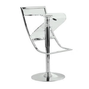 LeisureMod Napoli Acrylic Bar Stool, Clear/Silver