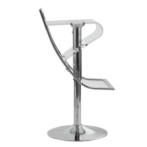 LeisureMod Napoli Acrylic Bar Stool, Clear/Silver