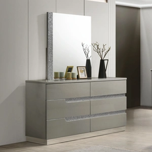 New Classic Furniture SM Paradox Gloss Laminate Platform Bedroom Set w/LED Light