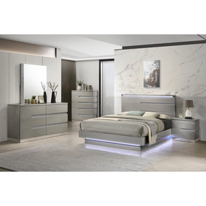 New Classic Furniture SM Paradox Gloss Laminate Platform Bedroom Set w/LED Light