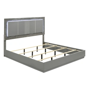 Galaxy Home Furnishings Elara Wood Platform Bed w/LED Light, Gray