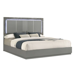 Galaxy Home Furnishings Elara Wood Platform Bedroom Set w/LED Light, Gray