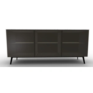 Calligaris Universal Ceramic/Wood Customizable Sideboard w/3 Glass Doors & Metal Legs