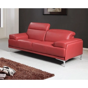 J&M Furniture Nicolo Leather Loveseat, Red