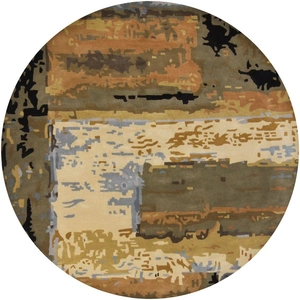 Chandra Nirvana Wool Round Handmade Rug, 7'9-inch, Blue/Beige/Brown/Green/Black
