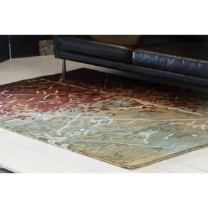Chandra Nirvana Wool Handmade Rug, Green/Red/Burgundy/Brown