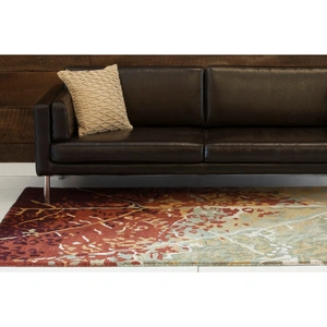 Chandra Nirvana Wool Handmade Rug, Green/Red/Burgundy/Brown
