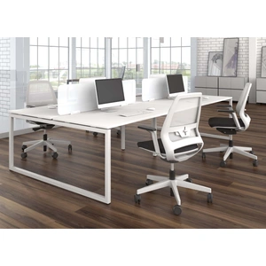 NARBUTAS Nova O 94.4-inch Office 4-Desk Bench w/Metal Frame