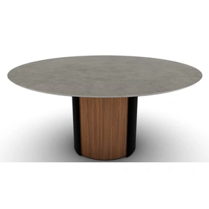Calligaris Yoroi W55.1-inch Ceramic/Metal/Wood Customizable Round Dining Table