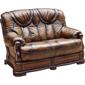 ESF Furniture Oakman Leather/Eco-Leather Loveseat in Dark Brown