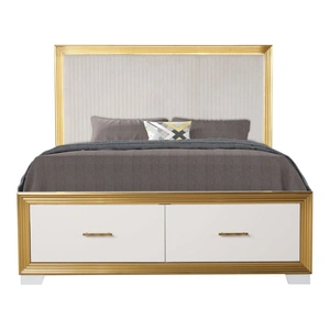 Galaxy Home Furnishings Obsession Fabric/Wood Regular Bedroom Set, White/Gold