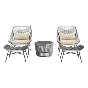 Manhattan Comfort Ashland 3-Piece Patio Conversation Set w/Foot Ottomans