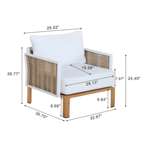 Manhattan Comfort Vine 4-Piece Patio Conversation Set, Cream