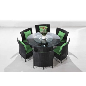 Manhattan Comfort Nightingdale Black 7-Piece Rattan Outdoor Dining Set