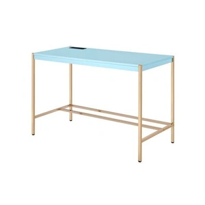 ACME Midriaks Writing Desk, Baby Blue & Gold Finish 