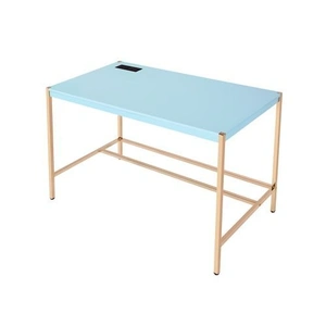 ACME Midriaks Writing Desk, Baby Blue & Gold Finish 