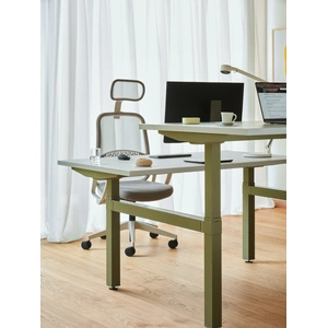 MDD Office Furniture Ogi Drive Manual Height Adjustment Office Bench Desk, W62.9-inch x D66.5-inch
