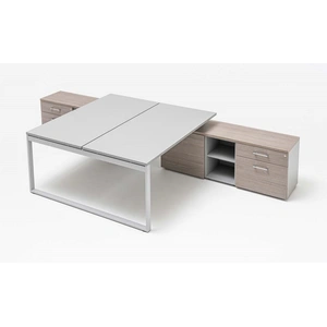 MDD Office Furniture Ogi Q Office Straight 2-Desk Bench w/Managerial Storage