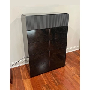Camelgroup, Italy Onyx Wood Veneer 5-Drawer Chest, Dark Grey