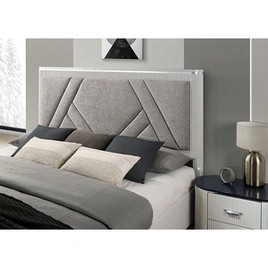 J&M Furniture Onyx Fabric Queen Size Bed, Beige/Grey