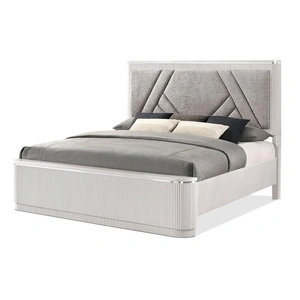 J&M Furniture Onyx Fabric Bedroom Set, Beige/Black