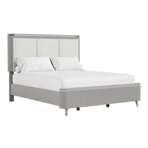 J&M Furniture Opal Fabric Bedroom Set, Grey/White